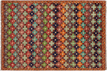 handmade Geometric Balouchi Maroon Orange Hand Knotted RECTANGLE 100% WOOL area rug 3' x 5'